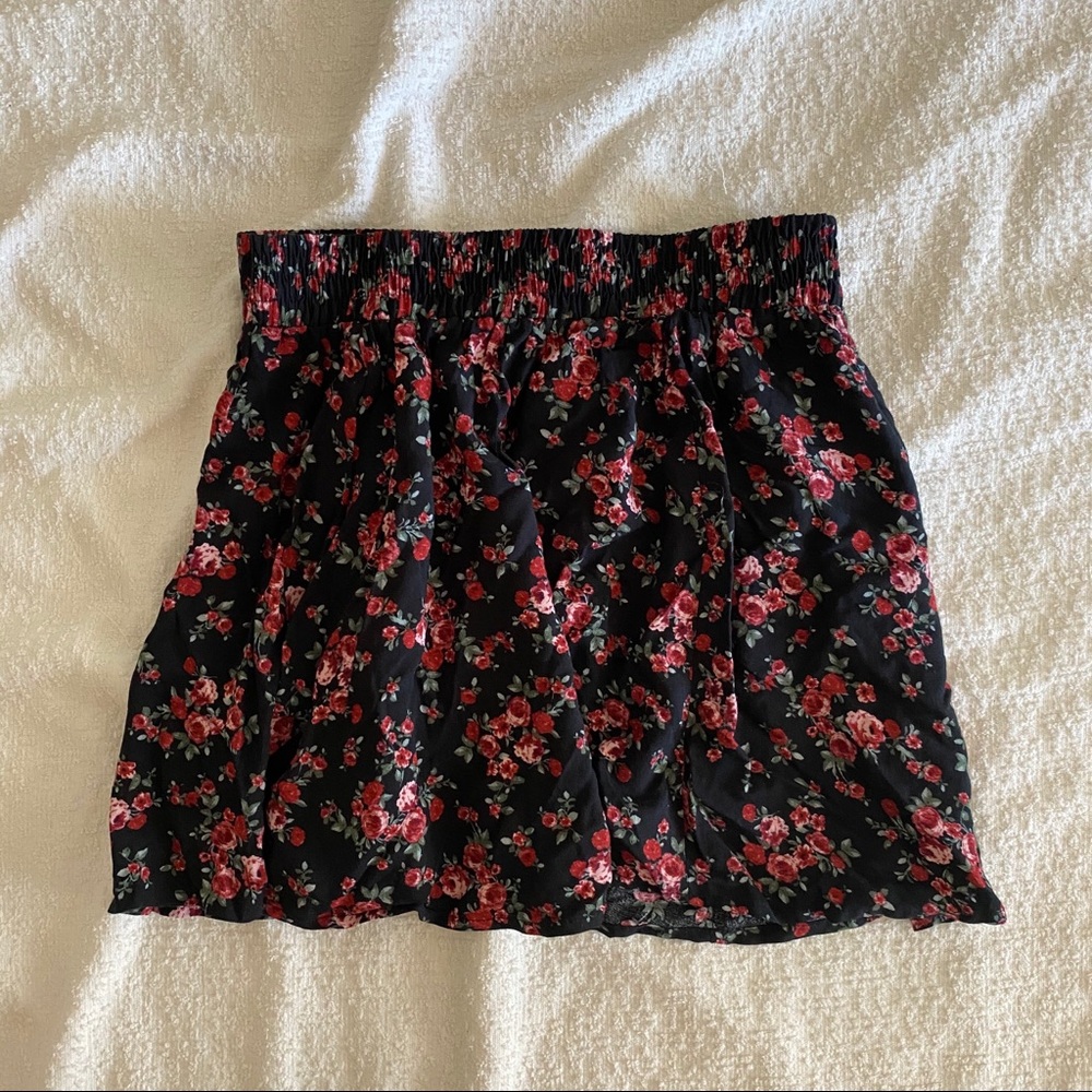 flowy floral skirt